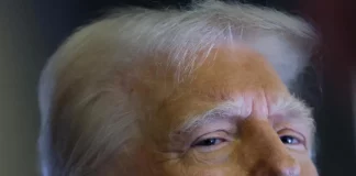 Donald Trump aboard Air Force One during his first trip of his second term." Keywords: Donald Trump, Air Force One, Trump second term.