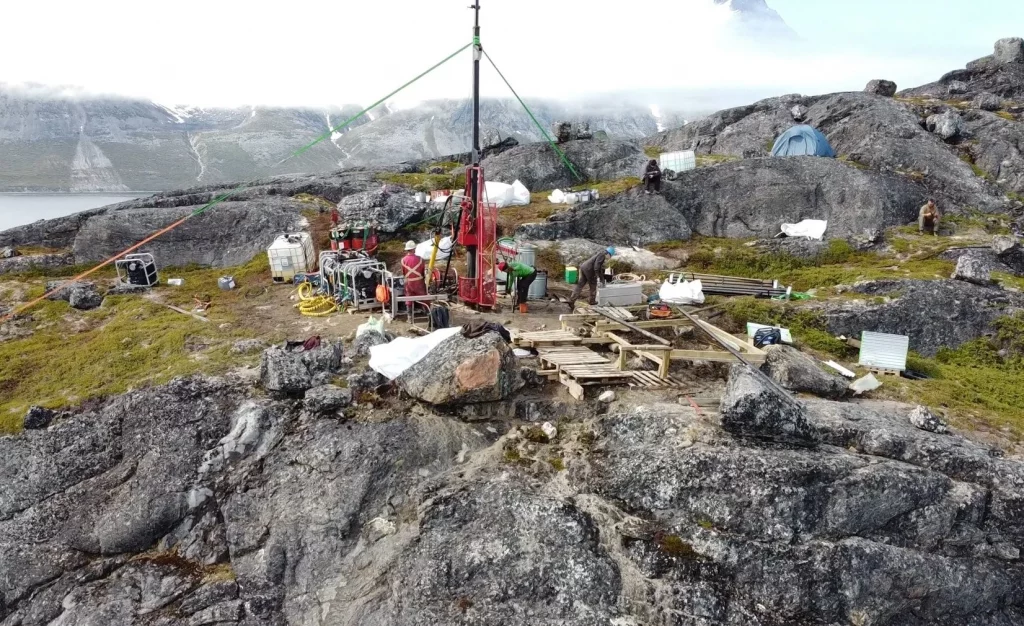 Mining operations in Greenland extracting rare earth elements.