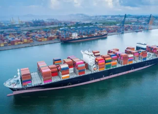Supply Chain Disruptions: Causes and Solutions in 2025 Aerial view of cargo ships and containers at a port.