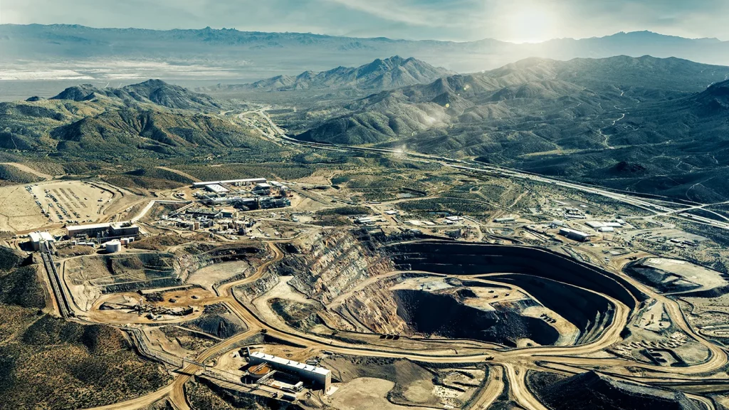 A large rare earth mineral mining site in operation.