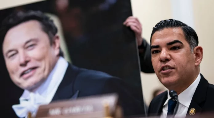 Trump DOJ Won’t Let Dem Congressman Slide for Apparent Threat Against Musk Rep. Robert Garcia speaking at a congressional hearing.