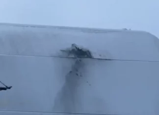 BREAKING: Russian Drone Strike Damages Chernobyl Radiation Shield (Video) Chernobyl radiation shield after Russian drone strike.